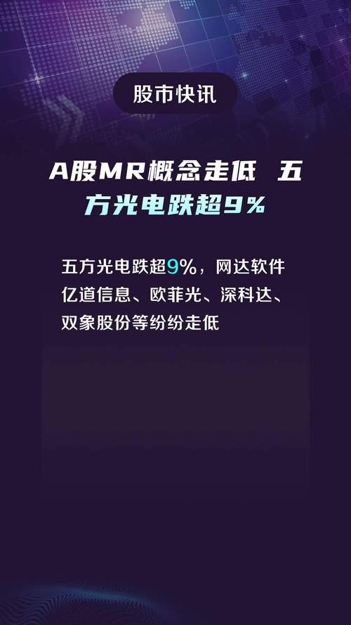 A股MR概念走低 五方光电跌超9%