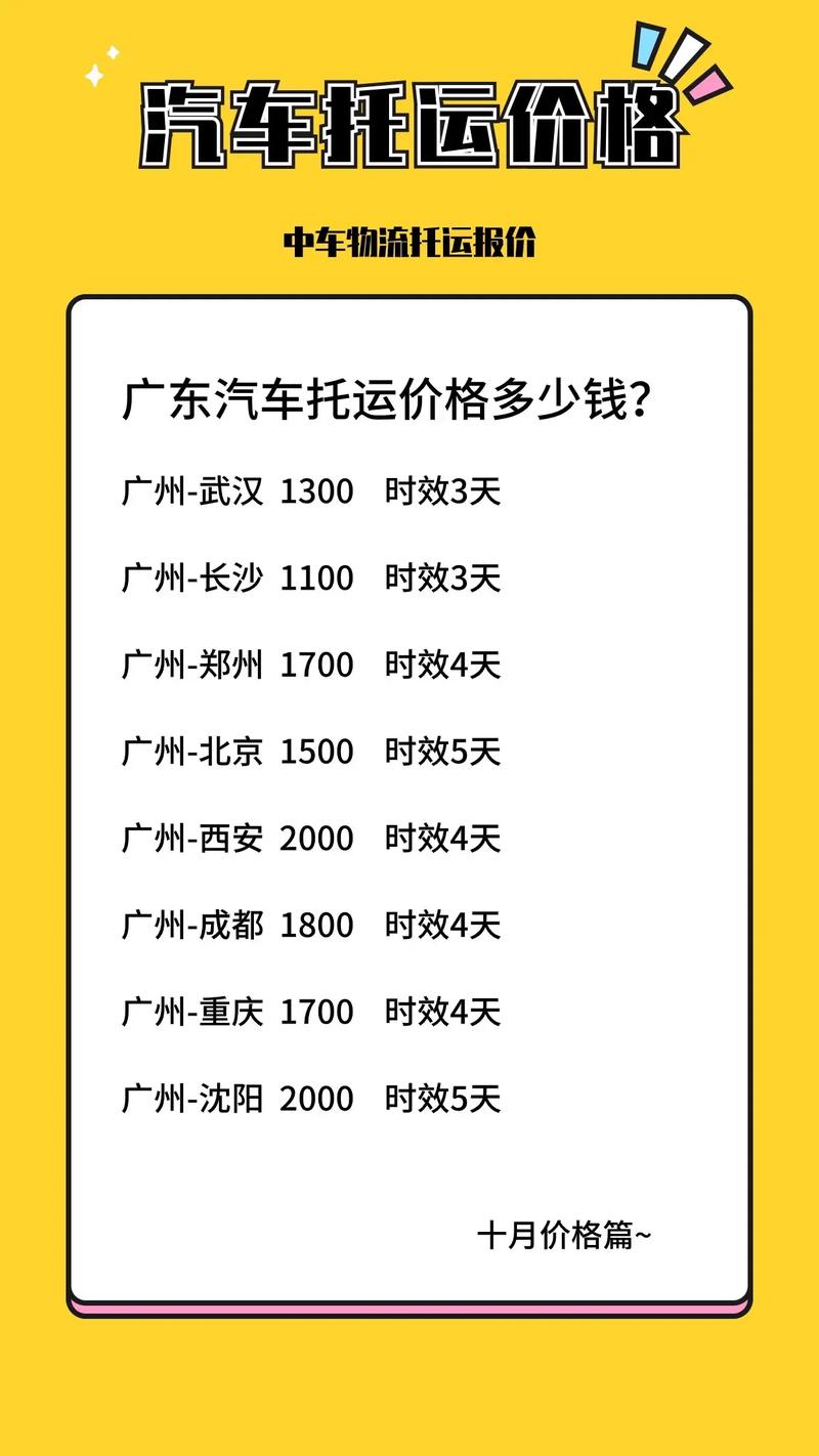 广东轿车托运价格查询，广东轿车托运价格查询表