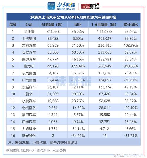 新能源汽车销量排名6月份，新能源汽车销量排名6月份下降